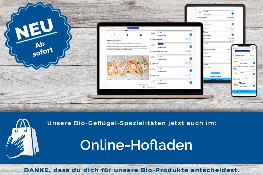 Brunnenhof Bio-Geflügel im Online-Hofladen!